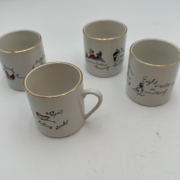 Dessert Set 4 Rosanna Espresso cups & saucers Twelve Days of Christmas Porcelain - Picture 16 of 16